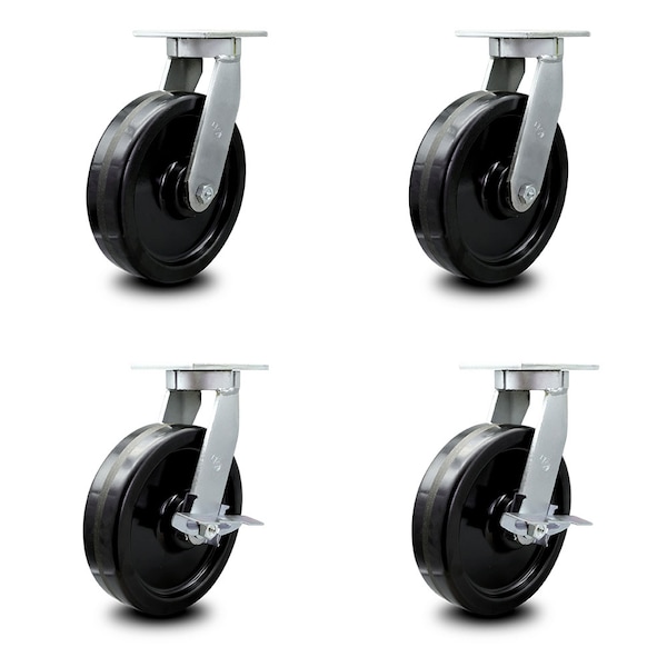 Service Caster 12 Inch Extra Heavy Duty Phenolic Wheel Swivel Caster Set with 2 Brakes, 4PK SCC-KP92S1230-PHR-2-SLB-2 - main